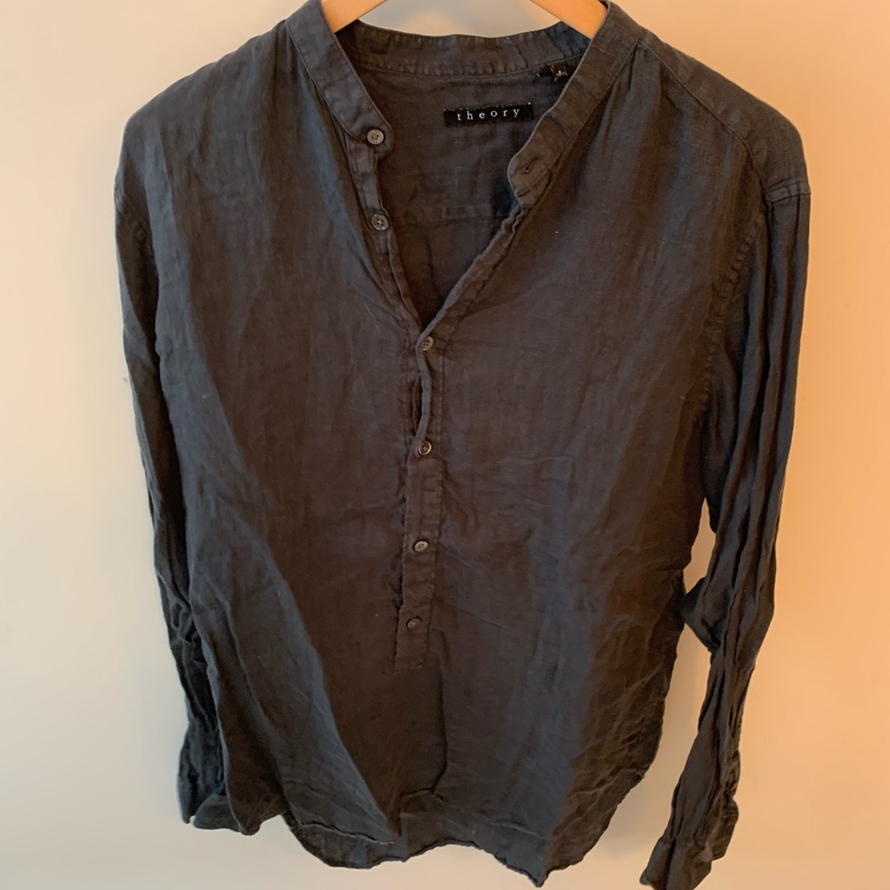 Theory Men's Black Linen tunic Shirt